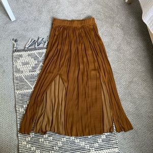 TopShop rust orange maxi slitted skirt.